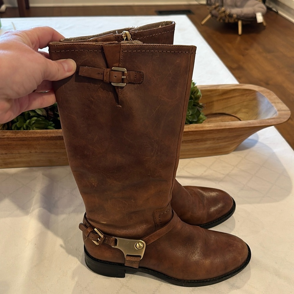 Ecco Hobart Harness leather‎ riding boots with gold hardware women’s size EU 36
